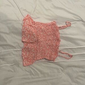 Floral Pink Smocked Crop Top